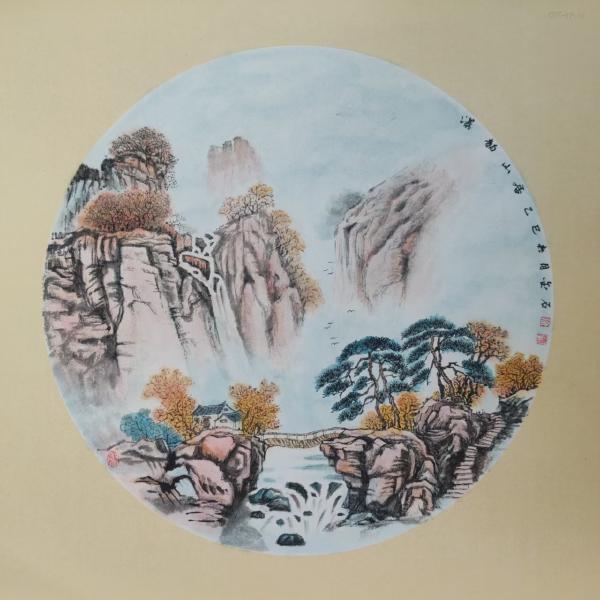 传统山水圆片