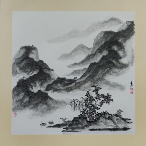 水墨斗方